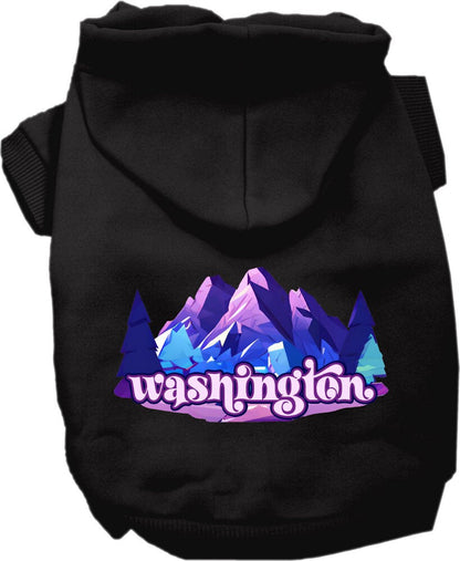 Pet Dog & Cat Screen Printed Hoodie for Medium to Large Pets (Sizes 2XL-6XL), "Washington Alpine Pawscape"