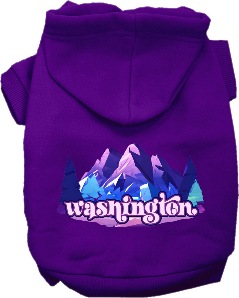 Pet Dog & Cat Screen Printed Hoodie for Medium to Large Pets (Sizes 2XL-6XL), "Washington Alpine Pawscape"