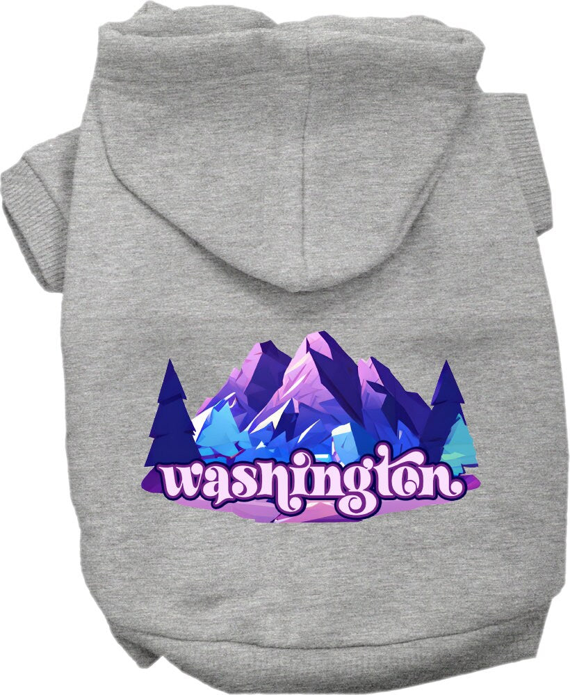 Pet Dog & Cat Screen Printed Hoodie for Medium to Large Pets (Sizes 2XL-6XL), "Washington Alpine Pawscape"