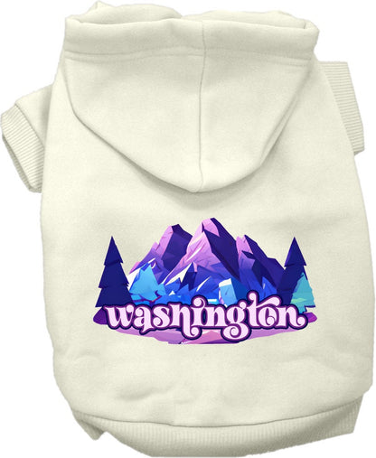 Sudadera con capucha serigrafiada para perros y gatos, para mascotas pequeñas y medianas (tallas XS a XL), "Washington Alpine Pawscape"