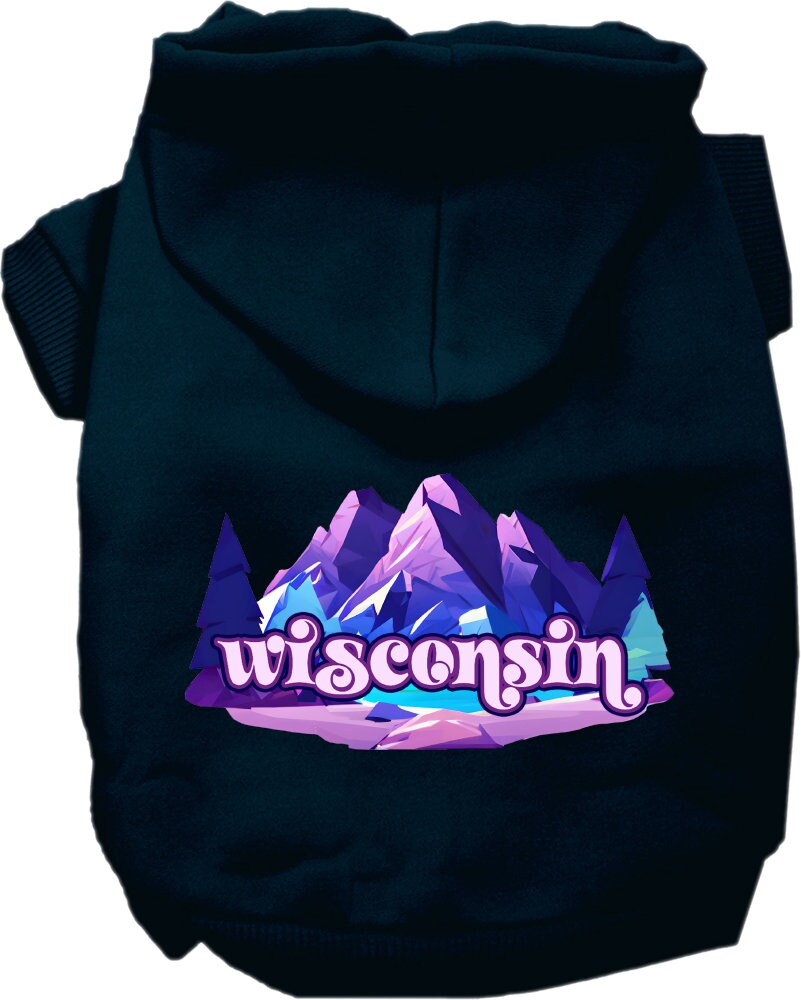 Sudadera con capucha serigrafiada para perros y gatos, para mascotas pequeñas y medianas (tallas XS a XL), "Wisconsin Alpine Pawscape"