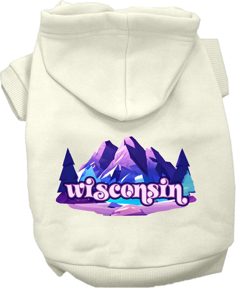 Sudadera con capucha serigrafiada para perros y gatos, para mascotas pequeñas y medianas (tallas XS a XL), "Wisconsin Alpine Pawscape"