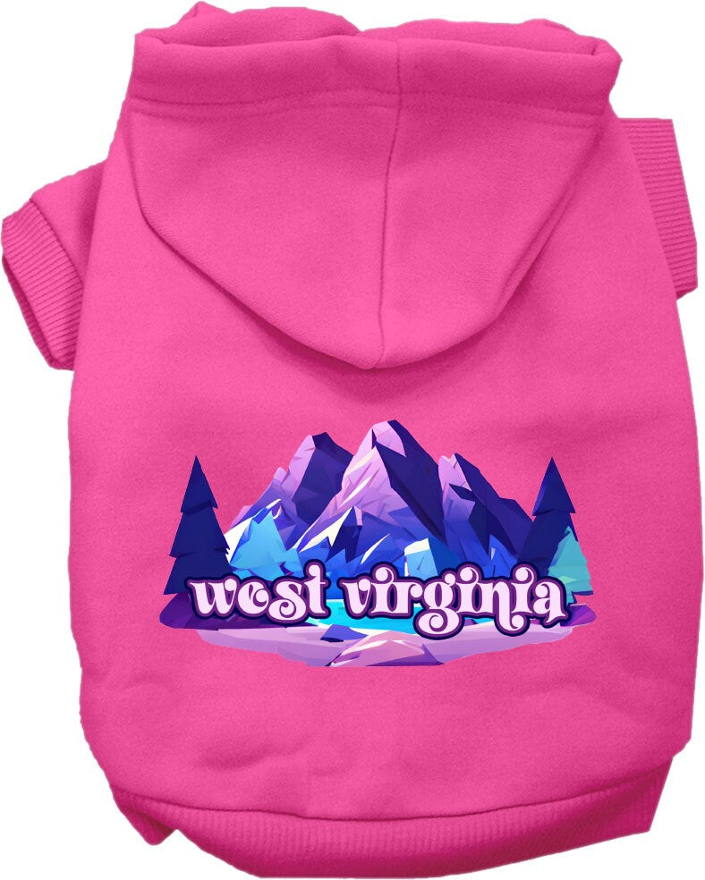 Pet Dog & Cat Screen Printed Hoodie for Small to Medium Pets (Sizes XS-XL), "West Virginia Alpine Pawscape"