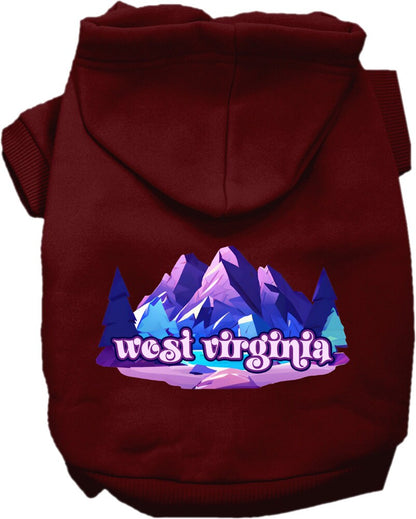 Pet Dog & Cat Screen Printed Hoodie for Small to Medium Pets (Sizes XS-XL), "West Virginia Alpine Pawscape"