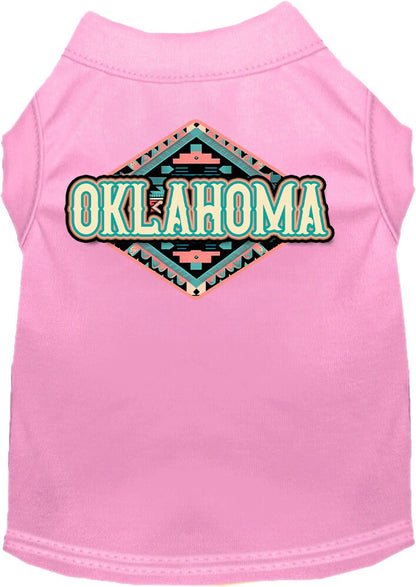 Camiseta serigrafiada para perros y gatos, para mascotas pequeñas y medianas (tallas XS a XL), "Oklahoma Peach Aztec"