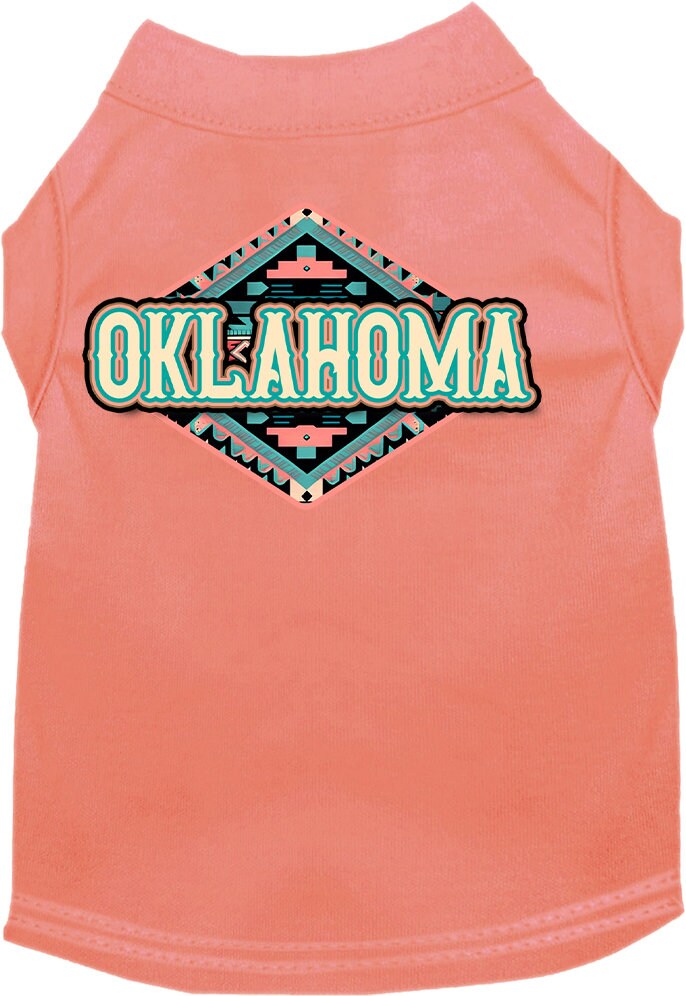 Camiseta serigrafiada para perros y gatos, para mascotas pequeñas y medianas (tallas XS a XL), "Oklahoma Peach Aztec"