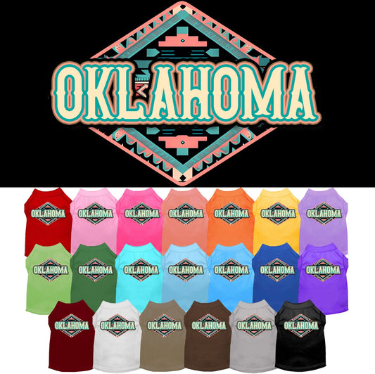 Camiseta serigrafiada para perros y gatos, para mascotas pequeñas y medianas (tallas XS a XL), "Oklahoma Peach Aztec"