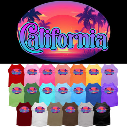 Pet Dog & Cat Screen Printed Shirt for Small to Medium Pets (Sizes XS-XL), "California Classic Beach"