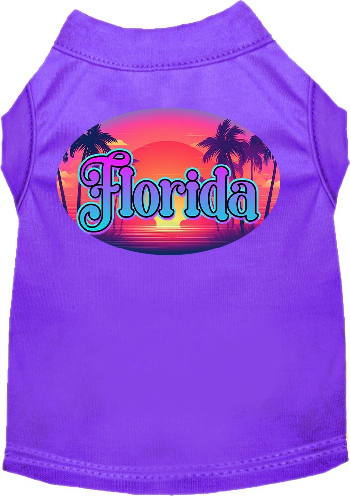 Camiseta serigrafiada para perros y gatos, para mascotas pequeñas y medianas (tallas XS a XL), "Florida Classic Beach"