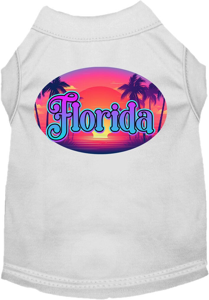 Camiseta serigrafiada para perros y gatos, para mascotas pequeñas y medianas (tallas XS a XL), "Florida Classic Beach"