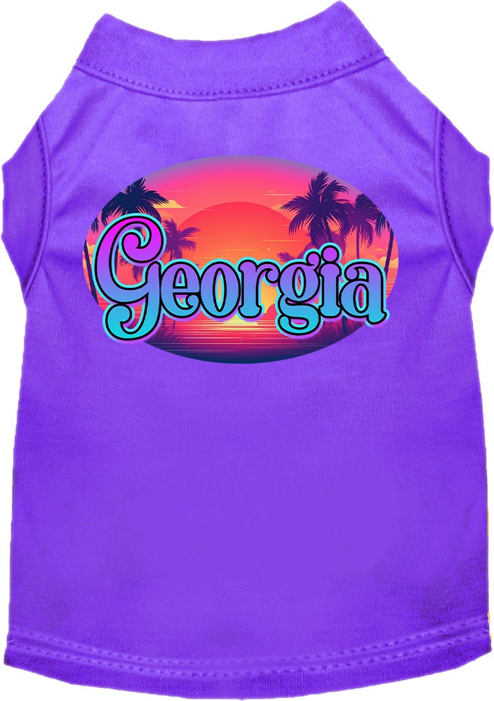 Camiseta serigrafiada para perros y gatos, para mascotas pequeñas y medianas (tallas XS a XL), "Georgia Classic Beach"