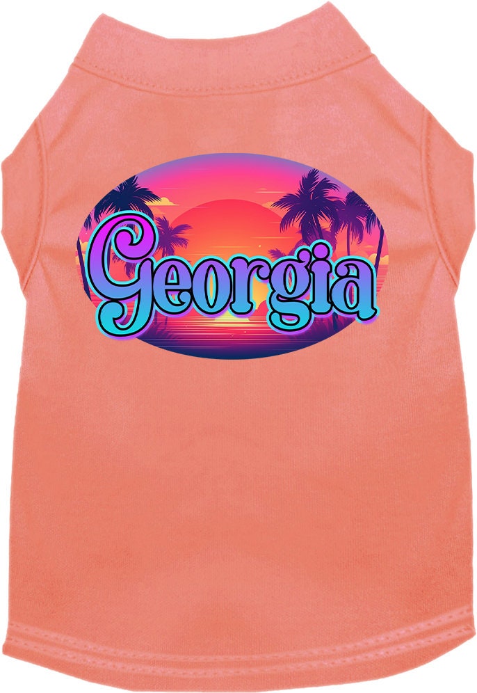 Camiseta serigrafiada para perros y gatos, para mascotas pequeñas y medianas (tallas XS a XL), "Georgia Classic Beach"