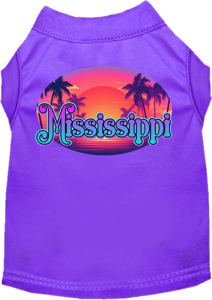 Camiseta serigrafiada para perros y gatos, para mascotas pequeñas y medianas (tallas XS a XL), "Mississippi Classic Beach"