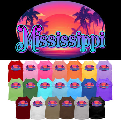 Camiseta serigrafiada para perros y gatos, para mascotas pequeñas y medianas (tallas XS a XL), "Mississippi Classic Beach"