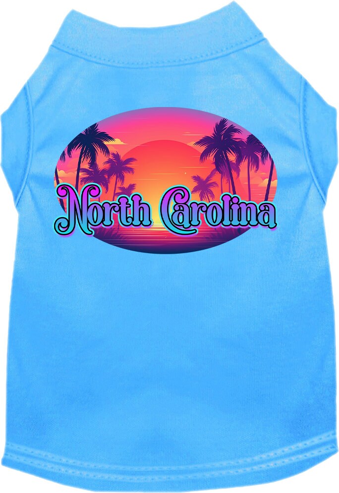 Camiseta serigrafiada para perros y gatos, para mascotas pequeñas y medianas (tallas XS a XL), "North Carolina Classic Beach"