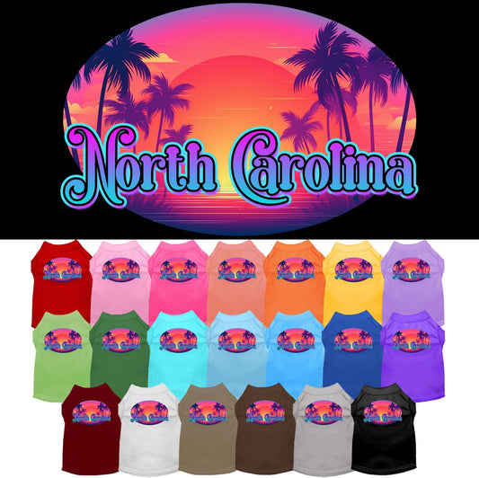 Camiseta serigrafiada para perros y gatos, para mascotas pequeñas y medianas (tallas XS a XL), "North Carolina Classic Beach"