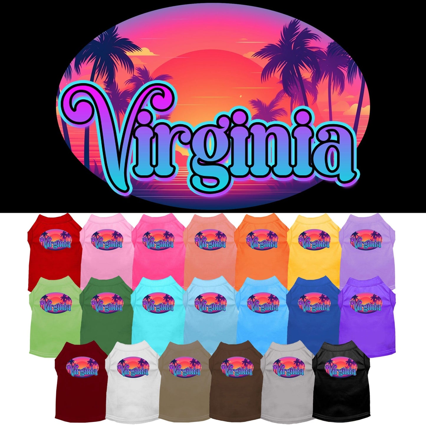 Camiseta serigrafiada para perros y gatos, para mascotas pequeñas y medianas (tallas XS a XL), "Virginia Classic Beach"