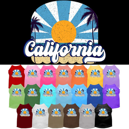 Camiseta serigrafiada para perros y gatos, para mascotas pequeñas y medianas (tallas XS a XL), "California Coast"