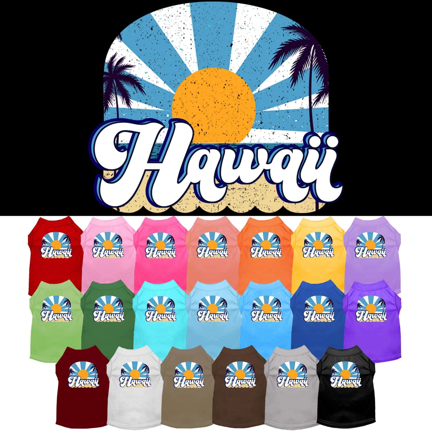 Pet Dog & Cat Screen Printed Shirt for Medium to Large Pets (Sizes 2XL-6XL), "Hawaii Coast"