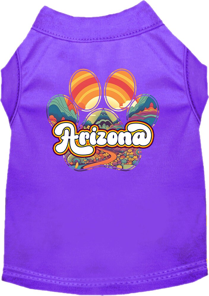 Camiseta serigrafiada para perros y gatos, para mascotas pequeñas y medianas (tallas XS a XL), "Arizona Groovy Summit"