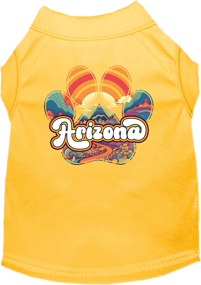 Camiseta serigrafiada para perros y gatos, para mascotas pequeñas y medianas (tallas XS a XL), "Arizona Groovy Summit"