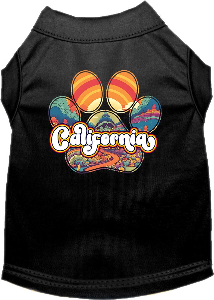 Pet Dog & Cat Screen Printed Shirt for Small to Medium Pets (Sizes XS-XL), "California Groovy Summit"