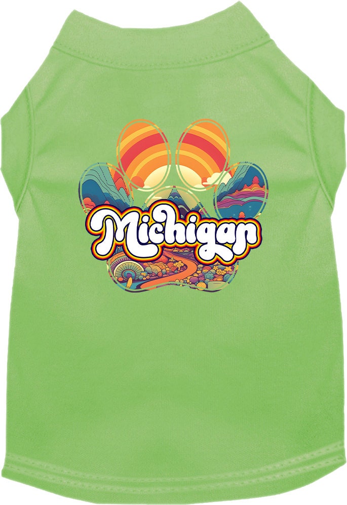 Camiseta serigrafiada para perros y gatos, para mascotas pequeñas y medianas (tallas XS a XL), "Michigan Groovy Summit"