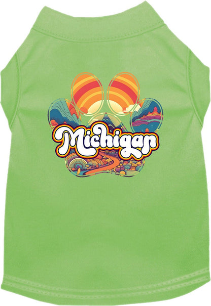 Camiseta serigrafiada para perros y gatos, para mascotas pequeñas y medianas (tallas XS a XL), "Michigan Groovy Summit"