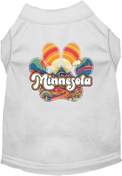 Camiseta serigrafiada para perros y gatos, para mascotas pequeñas y medianas (tallas XS a XL), "Minnesota Groovy Summit"