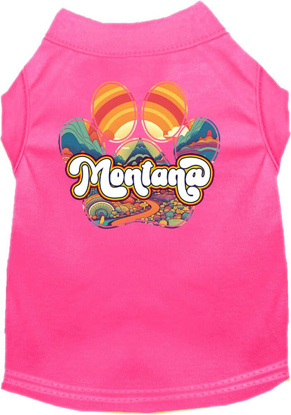 Camiseta serigrafiada para perros y gatos, para mascotas pequeñas y medianas (tallas XS a XL), "Montana Groovy Summit"