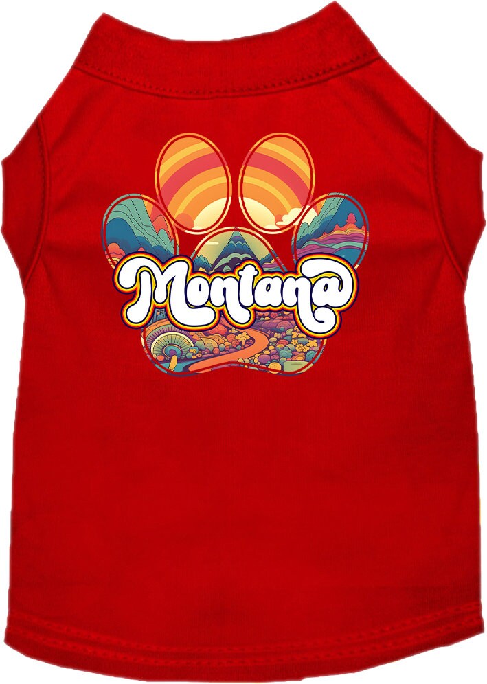 Camiseta serigrafiada para perros y gatos, para mascotas pequeñas y medianas (tallas XS a XL), "Montana Groovy Summit"