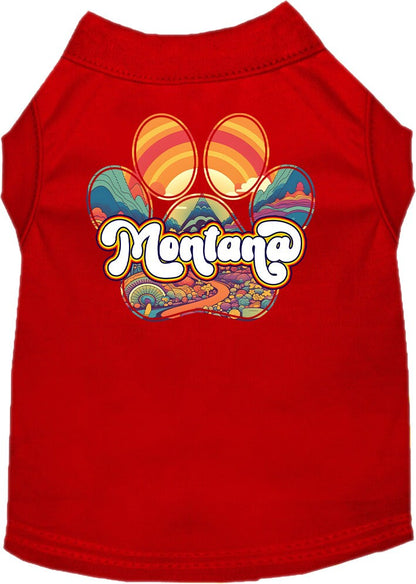 Camiseta serigrafiada para perros y gatos, para mascotas pequeñas y medianas (tallas XS a XL), "Montana Groovy Summit"