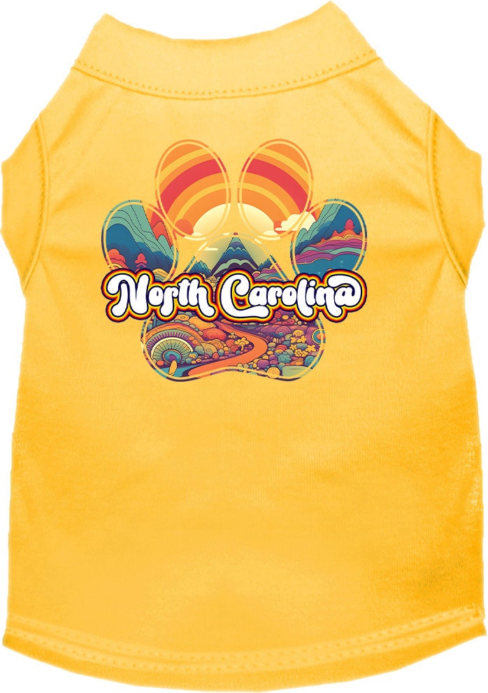 Camiseta serigrafiada para perros y gatos, para mascotas pequeñas y medianas (tallas XS a XL), "North Carolina Groovy Summit"