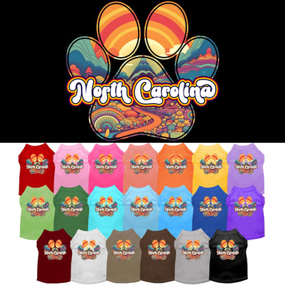 Camiseta serigrafiada para perros y gatos, para mascotas pequeñas y medianas (tallas XS a XL), "North Carolina Groovy Summit"