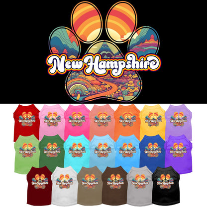 Camiseta serigrafiada para perros y gatos, para mascotas pequeñas y medianas (tallas XS a XL), "New Hampshire Groovy Summit"