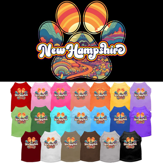 Camiseta serigrafiada para perros y gatos, para mascotas pequeñas y medianas (tallas XS a XL), "New Hampshire Groovy Summit"