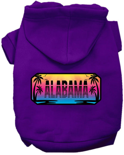 Pet Dog & Cat Screen Printed Hoodie for Medium to Large Pets (Sizes 2XL-6XL), "Alabama Beach Shades"