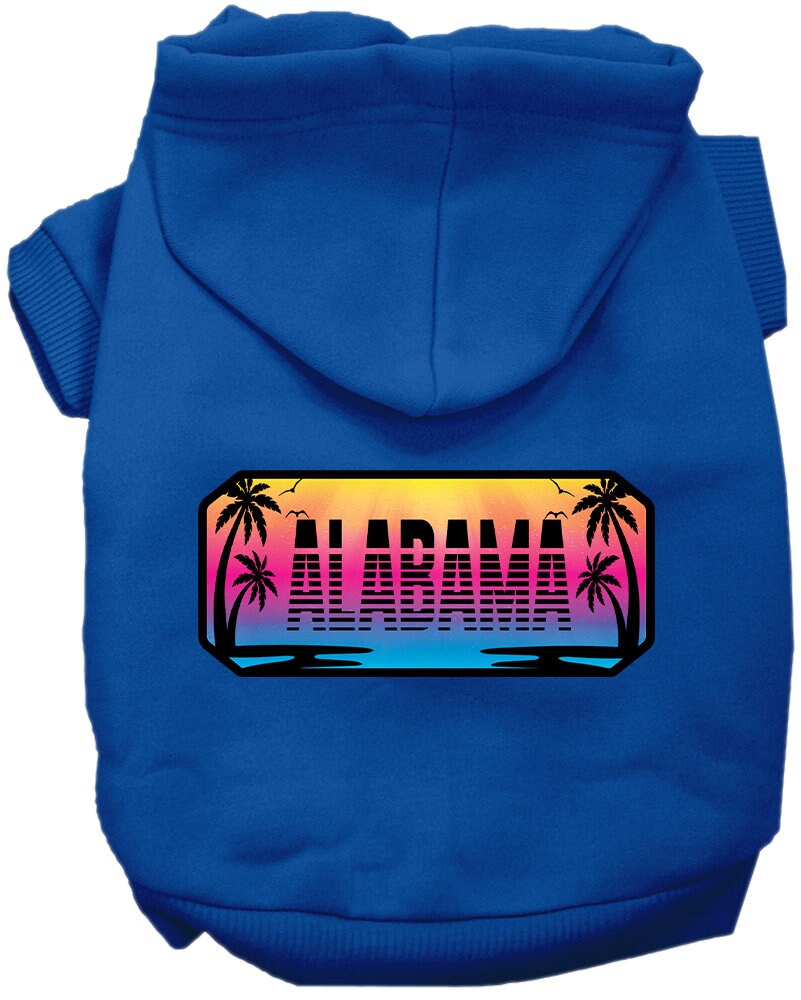 Pet Dog & Cat Screen Printed Hoodie for Medium to Large Pets (Sizes 2XL-6XL), "Alabama Beach Shades"