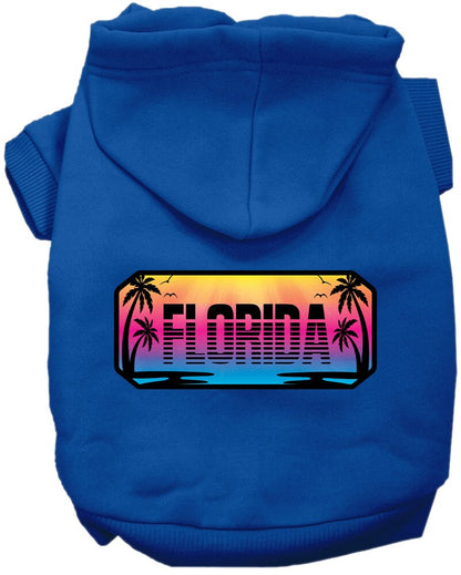 Pet Dog & Cat Screen Printed Hoodie for Small to Medium Pets (Sizes XS-XL), "Florida Beach Shades"