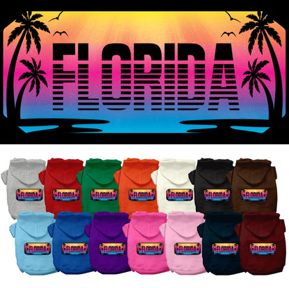 Pet Dog & Cat Screen Printed Hoodie for Small to Medium Pets (Sizes XS-XL), "Florida Beach Shades"