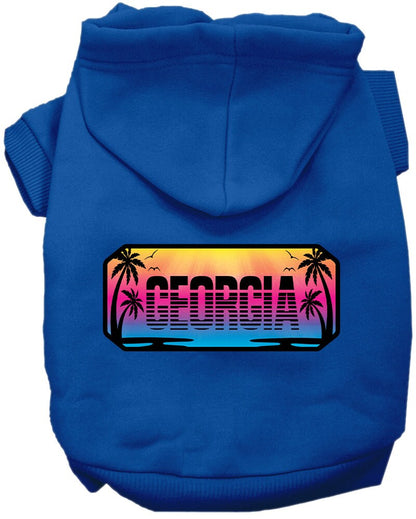 Pet Dog & Cat Screen Printed Hoodie for Medium to Large Pets (Sizes 2XL-6XL), "Georgia Beach Shades"