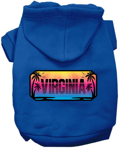 Sudadera con capucha serigrafiada para perros y gatos, para mascotas pequeñas y medianas (tallas XS a XL), "Virginia Beach Shades"