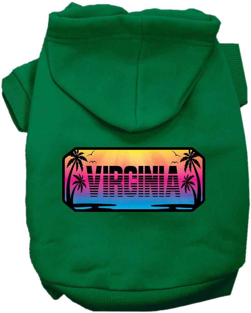 Sudadera con capucha serigrafiada para perros y gatos, para mascotas pequeñas y medianas (tallas XS a XL), "Virginia Beach Shades"