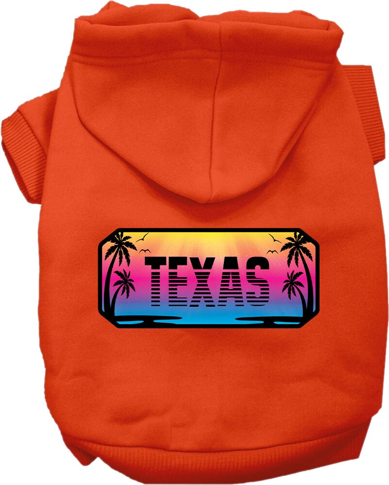 Sudadera con capucha serigrafiada para perros y gatos, para mascotas pequeñas y medianas (tallas XS a XL), "Texas Beach Shades"