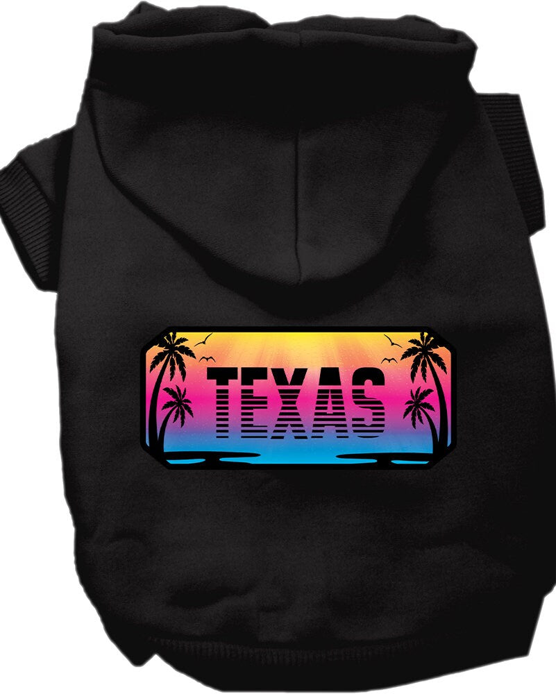 Sudadera con capucha serigrafiada para perros y gatos, para mascotas pequeñas y medianas (tallas XS a XL), "Texas Beach Shades"