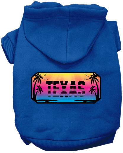 Sudadera con capucha serigrafiada para perros y gatos, para mascotas pequeñas y medianas (tallas XS a XL), "Texas Beach Shades"