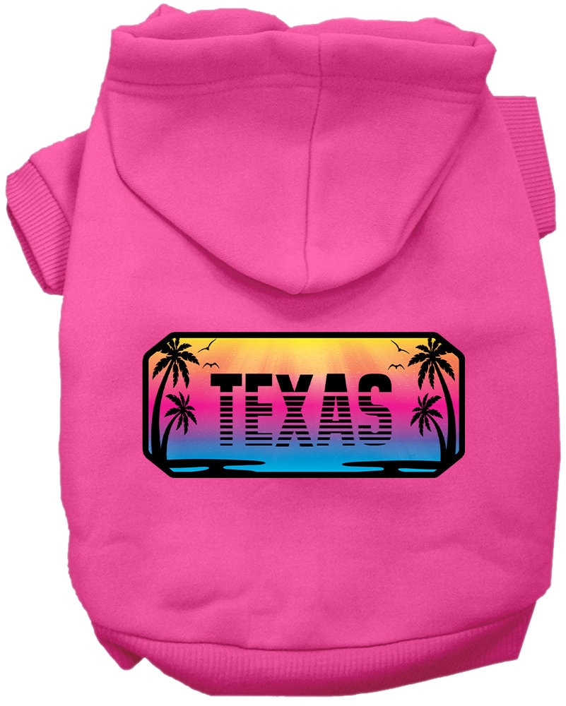 Sudadera con capucha serigrafiada para perros y gatos, para mascotas pequeñas y medianas (tallas XS a XL), "Texas Beach Shades"