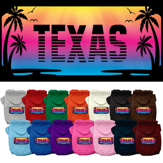 Sudadera con capucha serigrafiada para perros y gatos, para mascotas pequeñas y medianas (tallas XS a XL), "Texas Beach Shades"