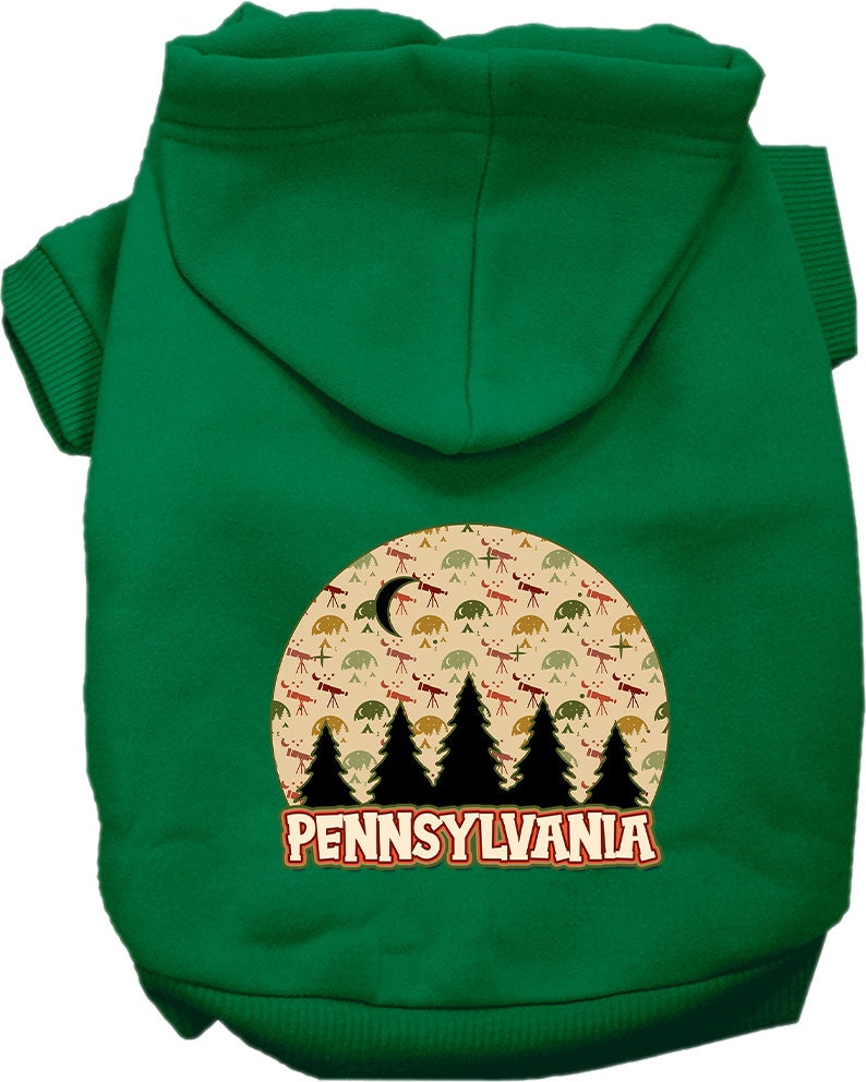 Sudadera con capucha serigrafiada para perros y gatos, para mascotas medianas y grandes (tallas 2XL-6XL), "Pennsylvania Under The Stars"