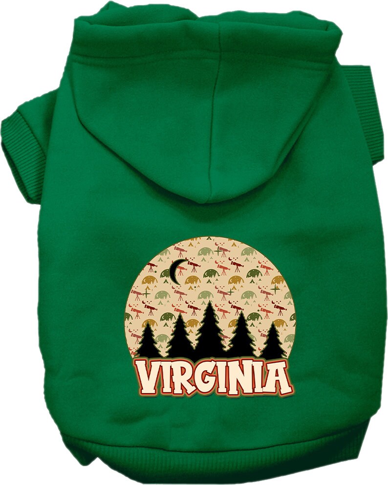 Sudadera con capucha serigrafiada para perros y gatos, para mascotas medianas y grandes (tallas 2XL-6XL), "Virginia Under The Stars"